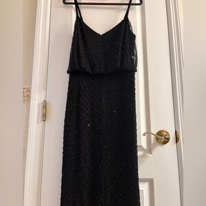 Adrianna Papell Black Beaded Maxi Dress